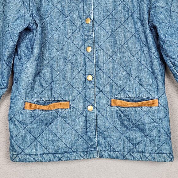 Talbots Jacket Womens Small Blue Quilted Denim Corduroy Collar Lined Barn - Picture 6 of 15